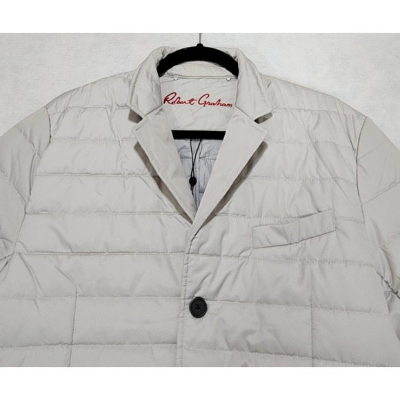 Robert‎ Graham Coat Mens M NEW Devonshire Grey Quilted Dress Single Breasted - Picture 9 of 12